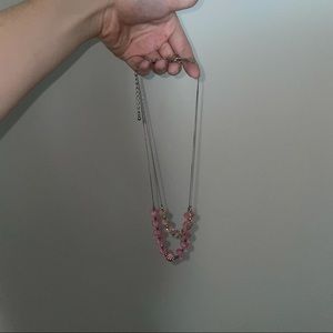 double-layered pink crystal beaded necklace